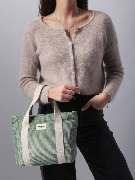 Handtas Velours Ribfluweel Hindbag Groen velours V ander zicht 1